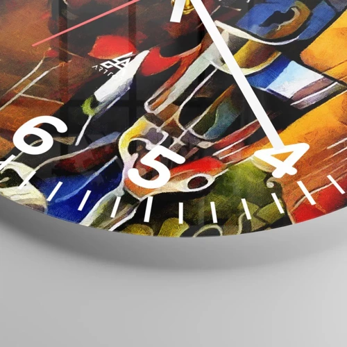 Wall clock - Clock on glass - And The World Fills With Colours - 30x30 cm