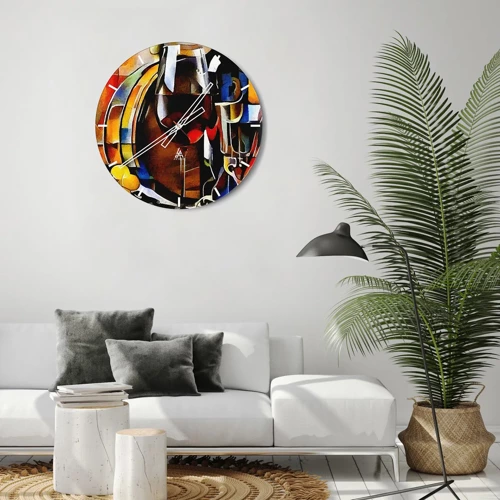 Wall clock - Clock on glass - And The World Fills With Colours - 30x30 cm