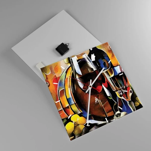 Wall clock - Clock on glass - And The World Fills With Colours - 40x40 cm