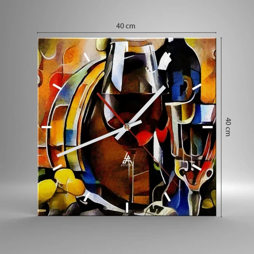 Wall clock - Clock on glass - And The World Fills With Colours - 40x40 cm