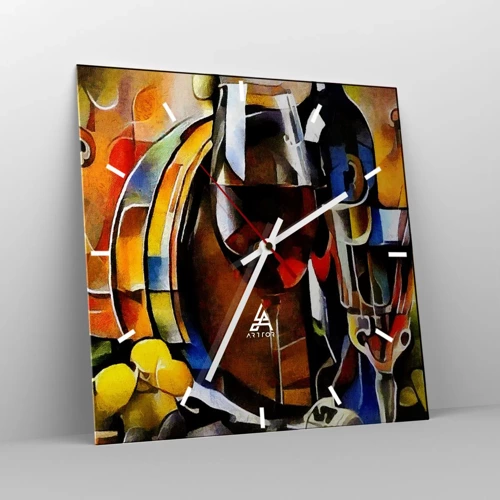 Wall clock - Clock on glass - And The World Fills With Colours - 40x40 cm