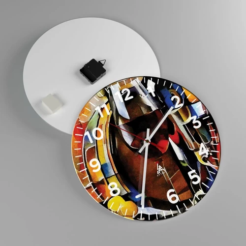 Wall clock - Clock on glass - And The World Fills With Colours - 40x40 cm