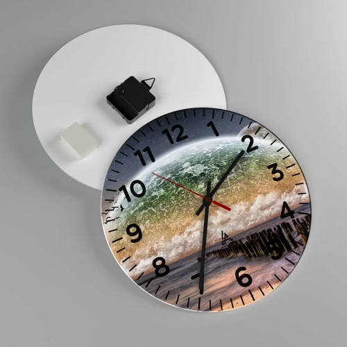Wall clock - Clock on glass - And the World Has Emerged from Water - 30x30 cm