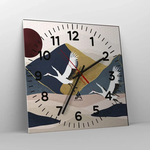 Wall clock - Clock on glass - Another Day Has Flown By - 40x40 cm