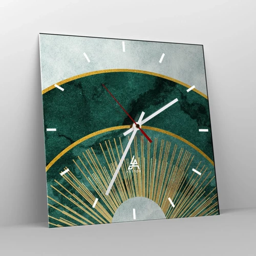 Wall clock - Clock on glass - Another Solar System - 30x30 cm