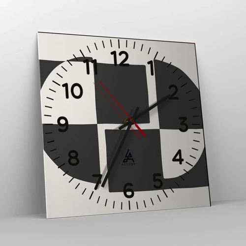 Wall clock - Clock on glass - Antithesis-Synthesis - 40x40 cm