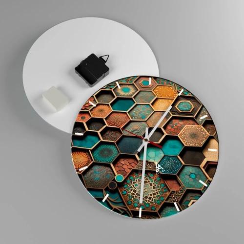 Wall clock - Clock on glass - Arabic Ornaments - Variation - 30x30 cm