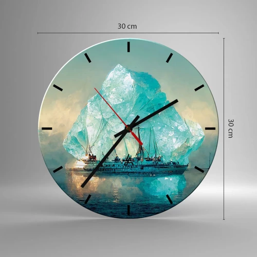 Wall clock - Clock on glass - Arctic Diamond - 30x30 cm