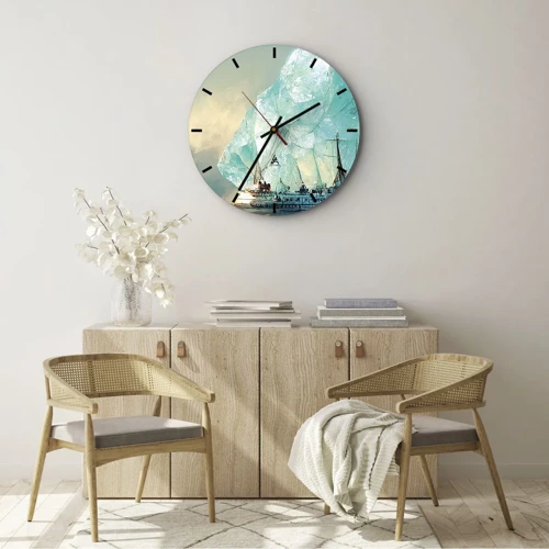 Wall clock - Clock on glass - Arctic Diamond - 40x40 cm