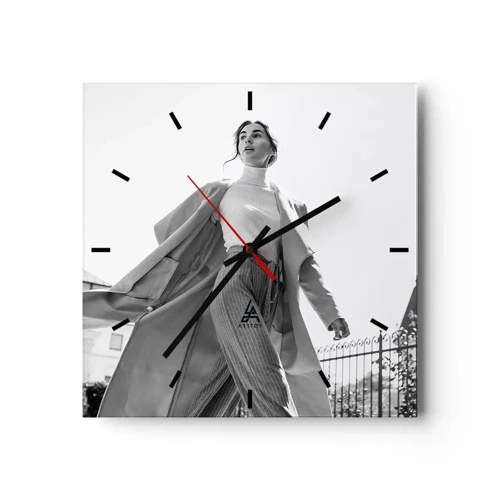 Wall clock - Clock on glass - Are You Coming With Me? - 30x30 cm