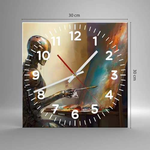 Wall clock - Clock on glass - Art of the Future - 30x30 cm