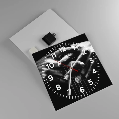 Wall clock - Clock on glass - Artist's Prayer - 30x30 cm