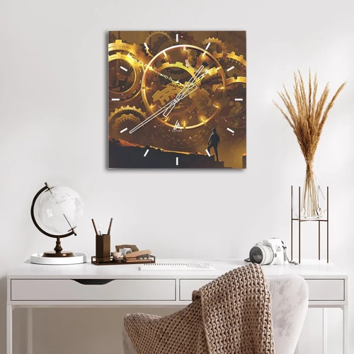 Wall clock - Clock on glass - At the Beginning of Time - 30x30 cm