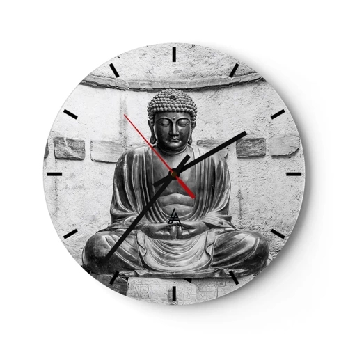 Wall clock - Clock on glass - At the Source of Peace - 40x40 cm