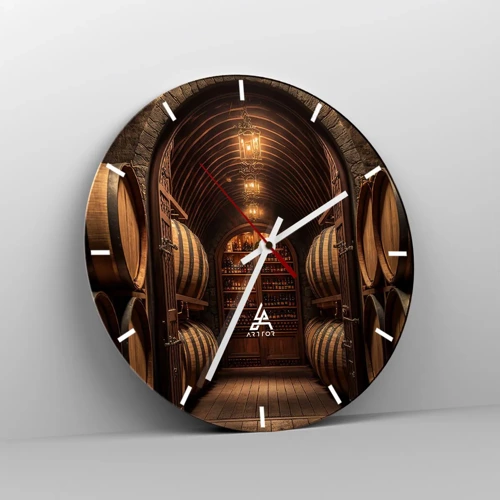 Wall clock - Clock on glass - Atmospheric Cellar - 30x30 cm