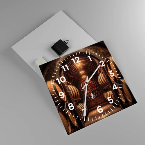 Wall clock - Clock on glass - Atmospheric Cellar - 30x30 cm