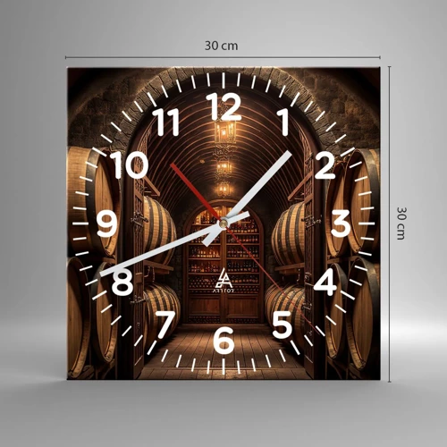 Wall clock - Clock on glass - Atmospheric Cellar - 30x30 cm