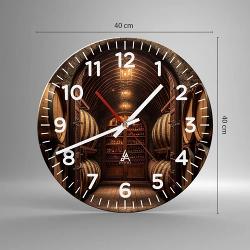 Wall clock - Clock on glass - Atmospheric Cellar - 40x40 cm