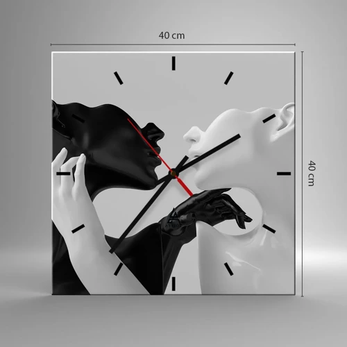 Wall clock - Clock on glass - Attraction - Desire - 40x40 cm