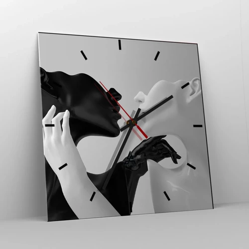 Wall clock - Clock on glass - Attraction - Desire - 40x40 cm