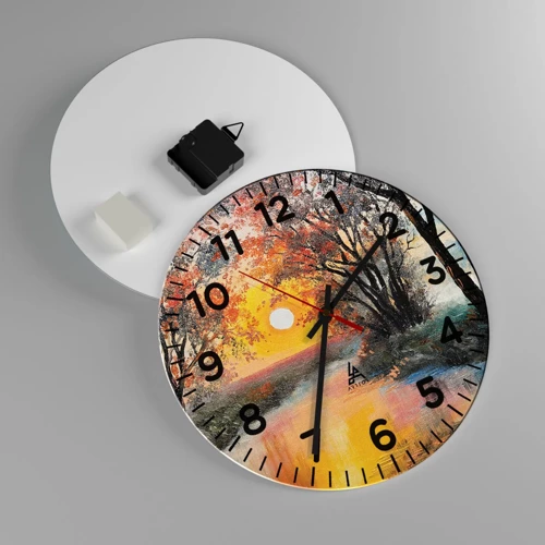 Wall clock - Clock on glass - Autumn Impressions - 30x30 cm