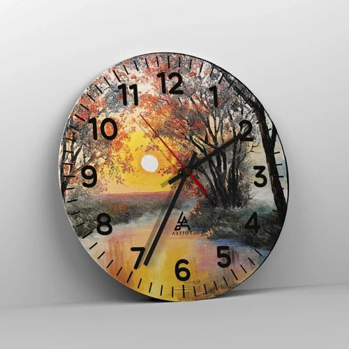 Wall clock - Clock on glass - Autumn Impressions - 30x30 cm