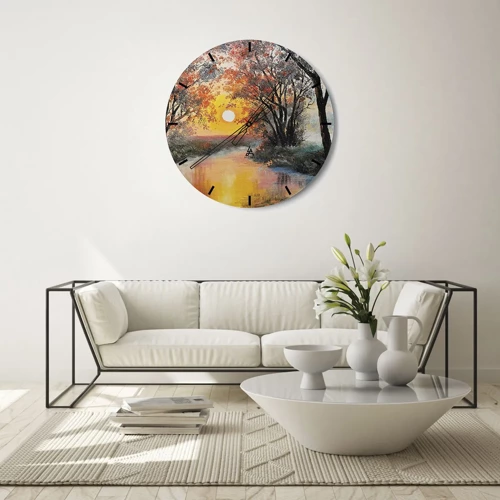 Wall clock - Clock on glass - Autumn Impressions - 30x30 cm