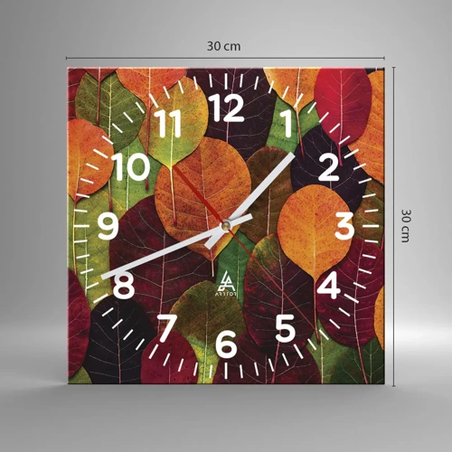 Wall clock - Clock on glass - Autumn Mosaics - 30x30 cm