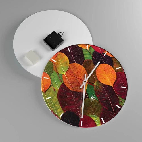 Wall clock - Clock on glass - Autumn Mosaics - 30x30 cm