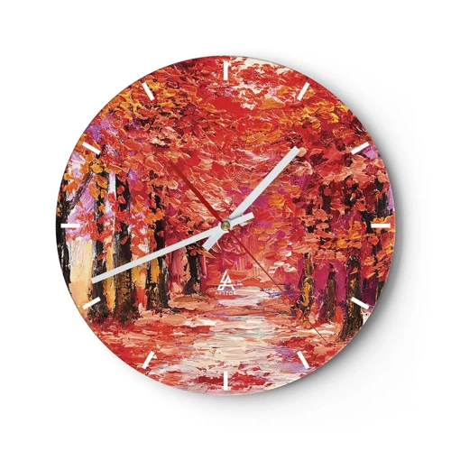 Wall clock - Clock on glass - Autumnal Impression - 30x30 cm