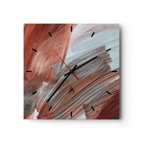 Wall clock - Clock on glass - Autumnal and Windy Abstract - 40x40 cm