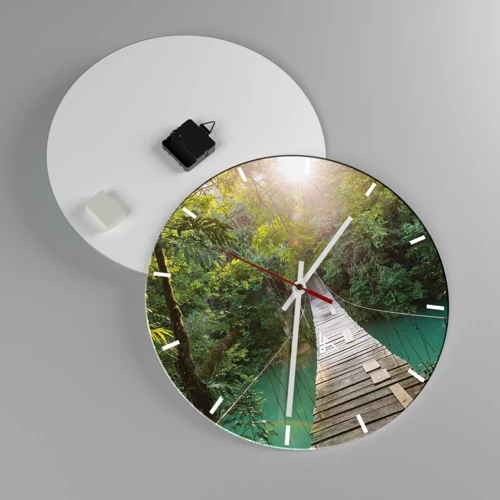Wall clock - Clock on glass - Azure Water in Azure Forest - 40x40 cm