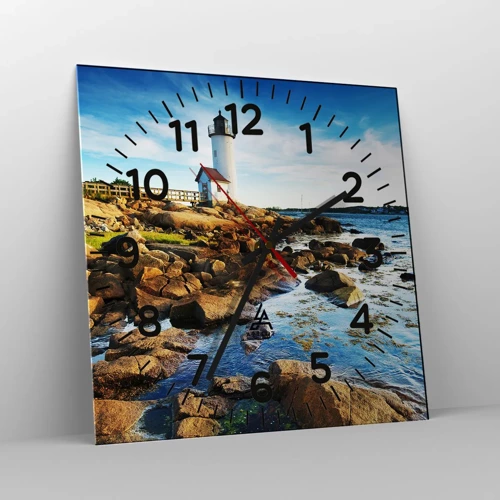 Wall clock - Clock on glass - Be Home Safe, I Am Waiting - 40x40 cm