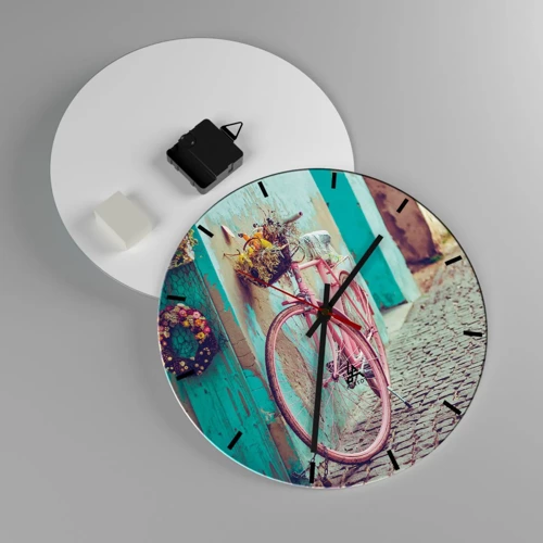 Wall clock - Clock on glass - Be Right Back - 30x30 cm