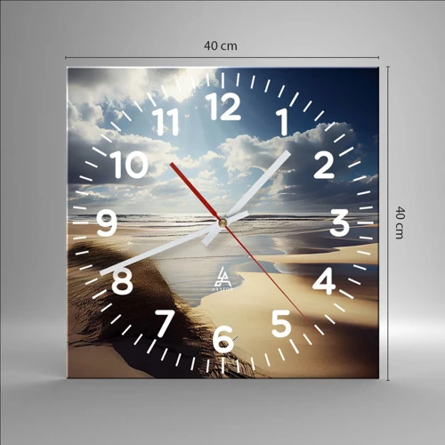 Wall clock - Clock on glass - Beach, Wild Beach - 40x40 cm