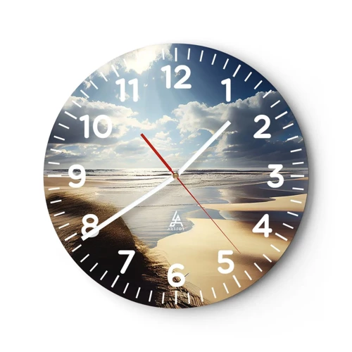 Wall clock - Clock on glass - Beach, Wild Beach - 40x40 cm