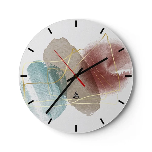 Wall clock - Clock on glass - Beads of Space - 30x30 cm