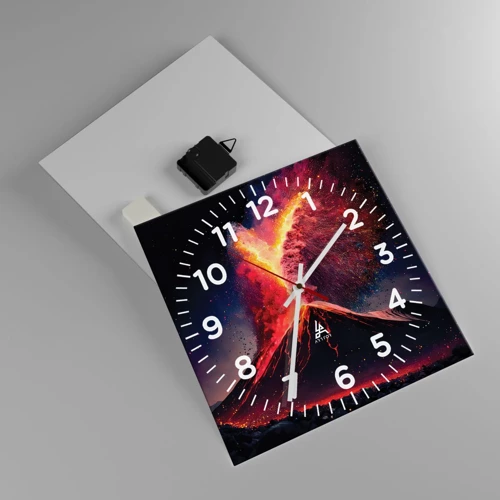 Wall clock - Clock on glass - Beauty and Threat - 30x30 cm