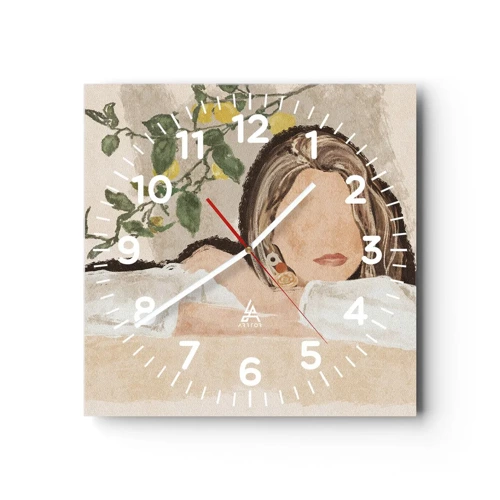 Wall clock - Clock on glass - Beauty of the South - 30x30 cm