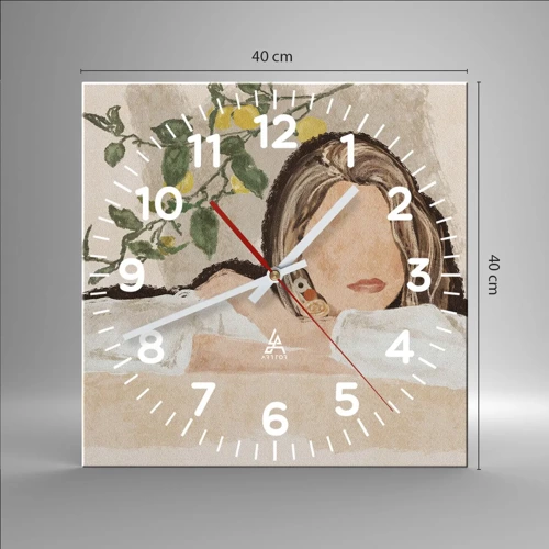 Wall clock - Clock on glass - Beauty of the South - 40x40 cm