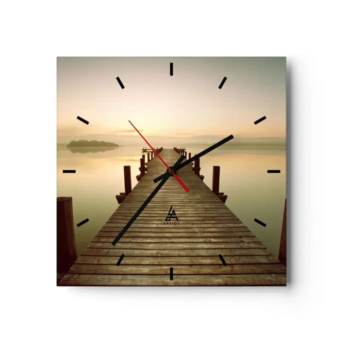 Wall clock - Clock on glass - Before Dawn, Dawn, Light - 30x30 cm