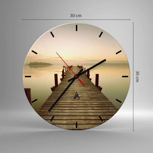 Wall clock - Clock on glass - Before Dawn, Dawn, Light - 30x30 cm