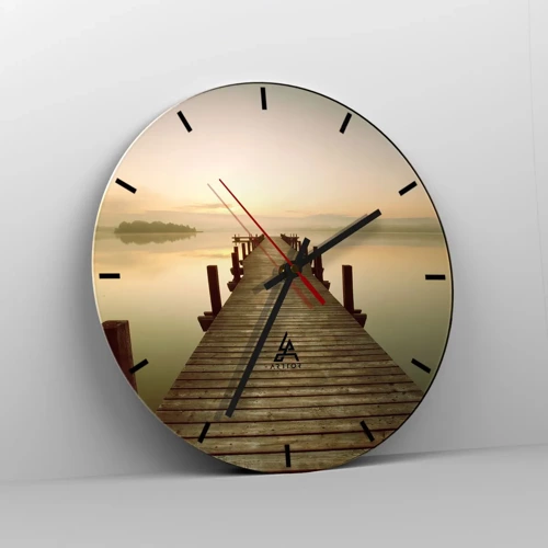 Wall clock - Clock on glass - Before Dawn, Dawn, Light - 30x30 cm