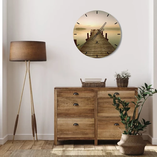 Wall clock - Clock on glass - Before Dawn, Dawn, Light - 30x30 cm