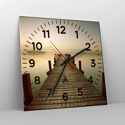 Wall clock - Clock on glass - Before Dawn, Dawn, Light - 30x30 cm