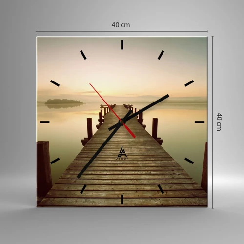 Wall clock - Clock on glass - Before Dawn, Dawn, Light - 40x40 cm