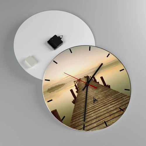 Wall clock - Clock on glass - Before Dawn, Dawn, Light - 40x40 cm