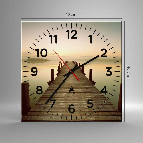 Wall clock - Clock on glass - Before Dawn, Dawn, Light - 40x40 cm