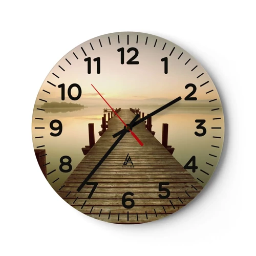 Wall clock - Clock on glass - Before Dawn, Dawn, Light - 40x40 cm