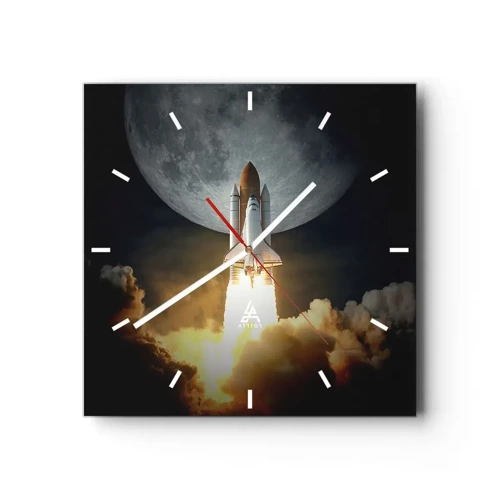 Wall clock - Clock on glass - Beginning of Unearthly Adventure - 30x30 cm